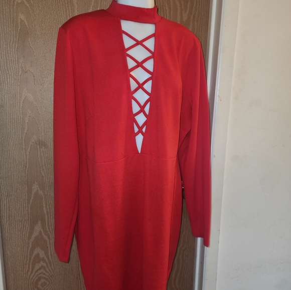 Red Long Sleeve Dress - Picture 1 of 4